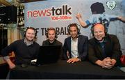 11 April 2013; Former Republic of Ireland internationals Jason McAteer, second from left, and Phil Babb, second from right, with Graham Hunter, European football correspondent, right, and Newstalk 106-108 FM’s Off the Ball presenter Ger Gilroy in advance of the exclusive live broadcast of Ireland’s most popular sports radio show ‘Off the Ball’ in the Mercantile Hotel, Dame Street, Dublin. Picture credit: Matt Browne / SPORTSFILE