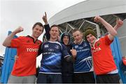 13 April 2013; Leinster supporters Brian McNamara, David Maxwell, mark Guinen, Colin Maxwell and Sean Brady before the game. Celtic League 2012/13, Round 20, Munster v Leinster, Thomond Park, Limerick. Picture credit: Diarmuid Greene / SPORTSFILE