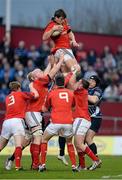 13 April 2013; Donncha O'Callaghan, Munster, wins possession for his side in a lineout. Celtic League 2012/13, Round 20, Munster v Leinster, Thomond Park, Limerick. Picture credit: Brendan Moran / SPORTSFILE