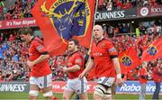 13 April 2013; Munster's Donncha O'Callaghan, Damien Varley and Paul O'Connell make their way onto the pitch for the start of the game. Celtic League 2012/13, Round 20, Munster v Leinster, Thomond Park, Limerick. Picture credit: Diarmuid Greene / SPORTSFILE