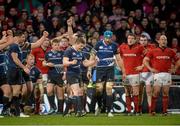 13 April 2013; Leinster's Brian O'Driscoll and his team mates celebrate victory at the end of the game. Celtic League 2012/13, Round 20, Munster v Leinster, Thomond Park, Limerick. Picture credit: Brendan Moran / SPORTSFILE
