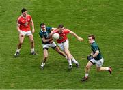 14 April 2013; John Doyle and Niall Kelly, Kildare, in action against Conor Gormley and PJ Quinn, left, Tyrone. Allianz Football League, Division 1, Semi-Final, Tyrone v Kildare, Croke Park, Dublin. Picture credit: Stephen McCarthy / SPORTSFILE