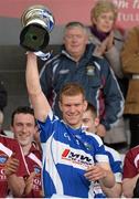 14 April 2013; Laois captain Matthew Whelan lifts the cup. Allianz Hurling League, Division 2, Final, Laois v Westmeath, O'Connor Park, Tullamore, Co. Offaly. Picture credit: Matt Browne / SPORTSFILE