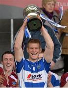 14 April 2013; Laois captain Matthew Whelan lifts the cup. Allianz Hurling League, Division 2, Final, Laois v Westmeath, O'Connor Park, Tullamore, Co. Offaly. Picture credit: Matt Browne / SPORTSFILE