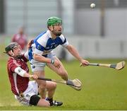 14 April 2013; Chair Healy, Laois, in action against Eoin Price, Westmeath. Allianz Hurling League, Division 2, Final, Laois v Westmeath, O'Connor Park, Tullamore, Co. Offaly. Picture credit: Matt Browne / SPORTSFILE