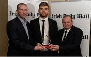 15 April 2013; Aidan O'Shea, DIT/Mayo, who was presented with his Irish Daily Mail Future Football Champions 2013 award by Irish Daily Mail GAA columnist Liam Hayes, left, and Uachtarán Chumann Lúthchleas Gael Liam Ó Néill. Irish Daily Mail Future Champions Awards 2013, Croke Park, Dublin. Photo by Sportsfile