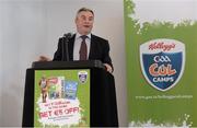 16 April 2013; Speaking at the national launch of the Kellogg’s Cúl Camps 2013 is Jim McNeill, Managing Director, Kellogg's Ireland. Croke Park, Dublin. Picture credit: Brendan Moran / SPORTSFILE