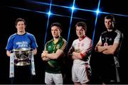 17 April 2013; Powering the GAA minors: Electric Ireland linked up with current minor footballers, from right, Lorcán Molloy, Dublin, Ruairi McGlone, Tyrone, and James McEntee, Meath, with Tyrone senior footballer Sean Cavanagh, left, to launch Electric Ireland’s new GAA campaign and to celebrate their sponsorship of the 2013 Electric Ireland Football and Hurling Minor Championships. The Electric Ireland Minor Championships: Where Major Stars are Made campaign hopes to energise current players by showcasing former Minor players who are now major stars in their chosen discipline of GAA, football, rugby, music and business. Studio 2, Lir Academy, Dublin. Photo by Sportsfile