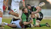 19 April 2013; Michael Swift, Connacht, is tackled by Nick Williams, Ulster. Celtic League 2012/13, Round 21, Connacht v Ulster, Sportsground, Galway. Picture credit: Diarmuid Greene / SPORTSFILE