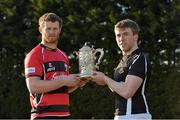 20 April 2013; In attendance at the Provincial Towns cup captains photoshoot are Tullamore captain Aaron Deverell, left, and Longford captain Derek Farrell. Edenderry RFC, Edenderry, Co. Offaly. Picture credit: Matt Browne / SPORTSFILE