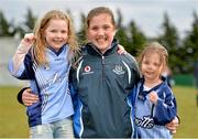 20 April 2013; Isabelle Kiernan, age 7, left, Hannah Clarke, age 12, and Lauren Kiernan, age 3, all from Clondalkin, Dublin, at the opening of the new pitch at Round Towers Gaa Club. Opening of the new pitch at Round Tower GAA Club, Dublin v Galway, Round Tower GAA Club, Monastery Road, Clondalkin, Dublin. Picture credit: Barry Cregg / SPORTSFILE