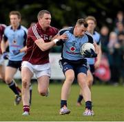 20 April 2013; Phil McMahon, Dublin, in action against Michael Martin, Galway. Opening of the new pitch at Round Tower GAA Club, Dublin v Galway, Round Tower GAA Club, Monastery Road, Clondalkin, Dublin. Picture credit: Barry Cregg / SPORTSFILE