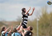 20 April 2013; Sheena Moore, Old Belvedere, wins possession for her side in a a lineout against Galwegians. Paul Flood Cup Final, Old Belvedere v Galwegians, Seapoint RFC, Killiney, Co. Dublin. Picture credit: Matt Browne / SPORTSFILE