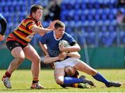 21 April 2013; Ronan Lennon, St. Mary’s, is tackled by Paul Harvey, left, and Trevor Coneely, Lansdowne. 98FM Metropolitan Cup Final, Lansdowne v St. Mary’s, Donnybrook Stadium, Donnybrook, Dublin. Picture credit: Pat Murphy / SPORTSFILE