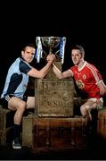 23 April 2013; Dublin's Ger Brennan, left, and Tyrone's Niall Morgan in attendance at an Allianz Football League Division 1 & 2 Finals press conference. Croke Park, Dublin. Picture credit: David Maher / SPORTSFILE