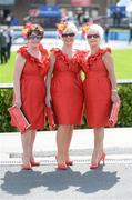23 April 2013; Pigott sisters, from Blanchardstown, Dublin, from left, Ann, Catherine and Maureen ahead of the opening day of the 2013 Punchestown Festival. Punchestown Racecourse, Punchestown, Co. Kildare. Picture credit: Stephen McCarthy / SPORTSFILE