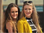 23 April 2013; Bronagh Byrne, left, and Ellen Downes, both from Lucan, Co. Dublin enjoying a day at the races. Punchestown Racecourse, Punchestown, Co. Kildare. Picture credit: Barry Cregg / SPORTSFILE