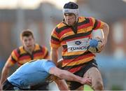 23 April 2013; Akhlaque Khan, Lansdowne, is tackled by Conal Dogherty, UCD. The McCorry Cup, Lansdowne v UCD, Donnybrook Stadium, Donnybrook, Dublin. Picture credit: Brian Lawless / SPORTSFILE