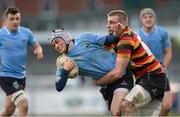 23 April 2013; Peter Tierney, UCD, is tackled by Michael Mellett, Lansdowne. The McCorry Cup, Lansdowne v UCD, Donnybrook Stadium, Donnybrook, Dublin. Picture credit: Brian Lawless / SPORTSFILE