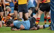 23 April 2013; Edward Byrne, UCD, scores his side's second try. The McCorry Cup, Lansdowne v UCD, Donnybrook Stadium, Donnybrook, Dublin. Picture credit: Brian Lawless / SPORTSFILE