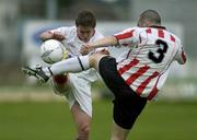12 June 2003; Richie Baker of Shelbourne in action against Sean Hargan of Derry City during the Eircom League Premier Division match between Derry City and Shelbourne at the Brandywell Stadium in Derry. Photo by Matt Browne/Sportsfile