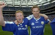 15 June 2003; Michael Lawlor, left and Donal Miller of Laois celebrate following the Bank of Ireland Leinster Senior Football Championship Semi-Final match between Dublin and Laois at Croke Park in Dublin. Photo by Ray McManus/Sportsfile