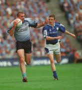 15 June 2003; Tom Mulligan of Dublin in action against Gary Kavanagh of Laois during the Bank of Ireland Leinster Senior Football Championship Semi-Final match between Dublin and Laois at Croke Park in Dublin. Photo by Ray McManus/Sportsfile
