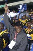 15 June 2003; Barbados Special Olympics Athlete Michael Walcott celebrates the Laois victory following the Bank of Ireland Leinster Senior Football Championship Semi-Final match between Dublin and Laois at Croke Park in Dublin. Photo by Ray McManus/Sportsfile