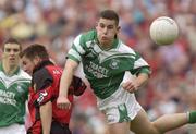 22 June 2003; Anthony Brady, Fermanagh, in action against Down's Ronan Murtagh. Bank of Ireland Ulster Senior Football Semi Final, Fermanagh v Down, St Tighearnach's Park, Clones, Co Monaghan. Picture credit; Damien Eagers / SPORTSFILE *EDI*