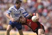 8 June 2003; Ronan Murtagh of Down in action against John Paul Mone of Monaghan during the Bank of Ireland Ulster Senior Football Championship Quarter-Final match between Down and Monaghan at Casement Park in Belfast. Photo by Brendan Moran/Sportsfile