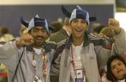 30 June 2003; Sulman Al Sharshani, left, and Ali Al Ghafran,  Special Olympics Athletes from Qatar, at Dublin Airport as the Special Olympics Athletes return to their home countries after competing in the 2003 Special Olympics World Games. Photo by Ray McManus/Sportsfile