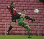 30 June 2003; Glen Crowe of Bohemians in action against Alan Bennett of Cork City during the Eircom League Premier Division match between Bohemians and Cork City at Dalymount Park in Dublin. Photo by David Maher/Sportsfile