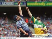 15 June 2003; Ciaran Wilson of Dublin in action against David Franks of Offaly during the Guinness All Ireland Hurling Championship Qualifier Round 1 match between Dublin and Offaly at Croke Park in Dublin. Photo by Pat Murphy/Sportsfile