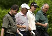 2 July 2003; Justin Rose, secon from right, walks along the 10th fairway with, from left, Irish businessman JP McManus, Irish businessman Dermot Desmond and Racehorse owner John Magnier during the Pro Am ahead of The Smurfit European Open at The K Club in Straffan, Kildare. Photo by David Maher/Sportsfile