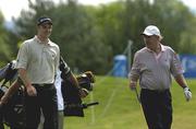 2 July 2003; Justin Rose, left, walks along the 12th fairway with Irish businessman Dermot Desmond during the Pro Am ahead of The Smurfit European Open at The K Club in Straffan, Kildare. Photo by David Maher/Sportsfile