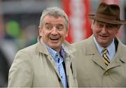 24 April 2013; Michael O'Leary, CEO of Ryanair, with trainer Noel Meade in the parade ring after the Irish Daily Mirror Novice Hurdle. Punchestown Racecourse, Punchestown, Co. Kildare. Picture credit: Barry Cregg / SPORTSFILE