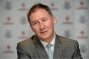 25 April 2013; Dublin manager Jim Gavin during a press conference ahead of their Allianz Football League Division 1 Final against Tyrone on Sunday. Dublin Football Press Conference, The Gibson Hotel, Dublin. Picture credit: Stephen McCarthy / SPORTSFILE