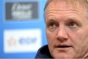 25 April 2013; Leinster head coach Joe Schmidt during a press conference ahead of his side's Amlin Challenge Cup semi-final against Biarritz on Saturday. Leinster Rugby Press Conference, Leinster Rugby, UCD, Belfield, Dublin. Picture credit: Stephen McCarthy / SPORTSFILE