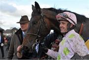25 April 2013; Arvika Ligeonniere with jockey Ruby Walsh and trainer Willie Mullins in the winners enclosure after winning the Ryanair Novice Steeplechase. Punchestown Racecourse, Punchestown, Co. Kildare. Picture credit: Barry Cregg / SPORTSFILE