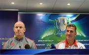 26 April 2013; Munster head coach head coach Rob Penney, right, and Paul O'Connell during a press conference ahead of their Heineken Cup semi-final against ASM Clermont Auvergne on Saturday. Munster Rugby Press Conference, Stade de la Mosson, Montpellier, France. Picture credit: Diarmuid Greene / SPORTSFILE