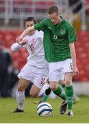 26 April 2013; Kevin O’Connor, Republic of Ireland Schools, in action against Michael Smith, England Schools. Centenary Shield, Republic of Ireland Schools v England Schools, Turner’s Cross Stadium, Cork. Picture credit: Stephen McCarthy / SPORTSFILE
