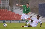 26 April 2013; Alan Browne, Republic of Ireland Schools, in action against Shaquille Hippolyte-Patrick, England Schools. Centenary Shield, Republic of Ireland Schools v England Schools, Turner’s Cross Stadium, Cork. Picture credit: Stephen McCarthy / SPORTSFILE