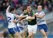 27 April 2013; Graham Reilly, Meath, in action against Eoin Duffy, Neil McAdam and Dick Clerkin, Monaghan. Allianz Football League Division 3 Final, Meath v Monaghan, Croke Park, Dublin. Picture credit: Oliver McVeigh / SPORTSFILE