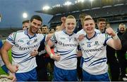 27 April 2013; Neil McAdam, Colin Walshe and Dermot Malone, Monaghan celebrate after the game. Allianz Football League Division 3 Final, Meath v Monaghan, Croke Park, Dublin. Picture credit: Oliver McVeigh / SPORTSFILE