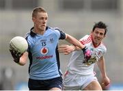 28 April 2013; Paul Mannion, Dublin, in action against PJ Quinn, Tyrone. Allianz Football League Division 1 Final, Dublin v Tyrone, Croke Park, Dublin. Picture credit: Oliver McVeigh / SPORTSFILE