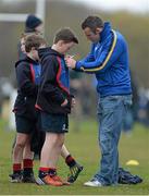 28 April 2013; Leinster's Aaron Dundon signs an autograph at the 2013 Seapoint International Mini Rugby Blitz, the largest rugby mini blitz in Ireland, with over 130 teams taking part. Seapoint RFC, Killiney, Co. Dublin. Picture credit: Brendan Moran / SPORTSFILE