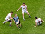 28 April 2013; Paul Mannion, Dublin, in action against Tyrone players, from left, Dermot Carlin, Conor Gormley and PJ Quinn. Allianz Football League Division 1 Final, Dublin v Tyrone, Croke Park, Dublin. Picture credit: Stephen McCarthy / SPORTSFILE