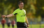 21 October 2017; Referee John Keane during the U21 Shinty International match between Ireland and Scotland at Bught Park in Inverness, Scotland. Photo by Piaras Ó Mídheach/Sportsfile