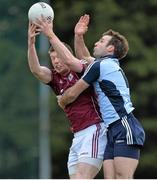 20 April 2013; Gareth Bradshaw, Galway, in action against Bryan Cullen, Dublin. Opening of the new pitch at Round Tower GAA Club, Dublin v Galway, Round Tower GAA club, Monastery Road, Clondalkin, Dublin. Picture credit: Barry Cregg / SPORTSFILE