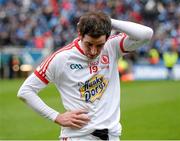28 April 2013; A dejected Plunkett Kane, Tyrone, after the game. Allianz Football League Division 1 Final, Dublin v Tyrone, Croke Park, Dublin. Picture credit: Oliver McVeigh / SPORTSFILE